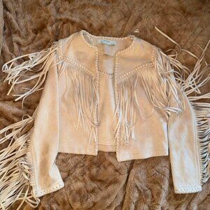 ZARA Tan Suede fringe Jacket